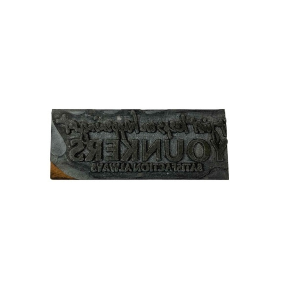Vintage Younkers Satisfaction Always‎ Printing Block Stamp Advertising